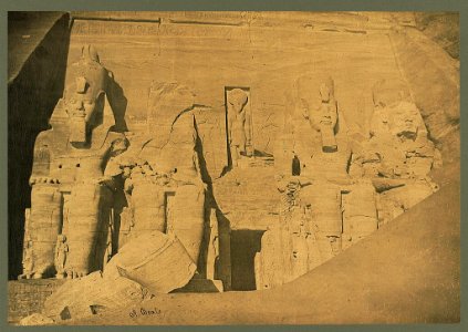 Colossal sculptures of Ramses II at entrance to the Great Temple at Abū Sunbul, Egypt) - A. Beato LCCN2003690012