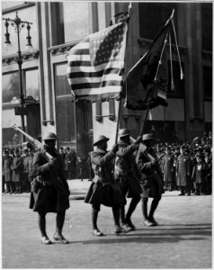 Colors of The Famous 369th Infantry in Parade in New York City. Colors of the famous 369th Infantry . . . - NARA - 533494