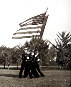 Colors and Color Guard, U.S. Naval Academy, Annapolis, Maryland, October 31, 1942 (26430610288)