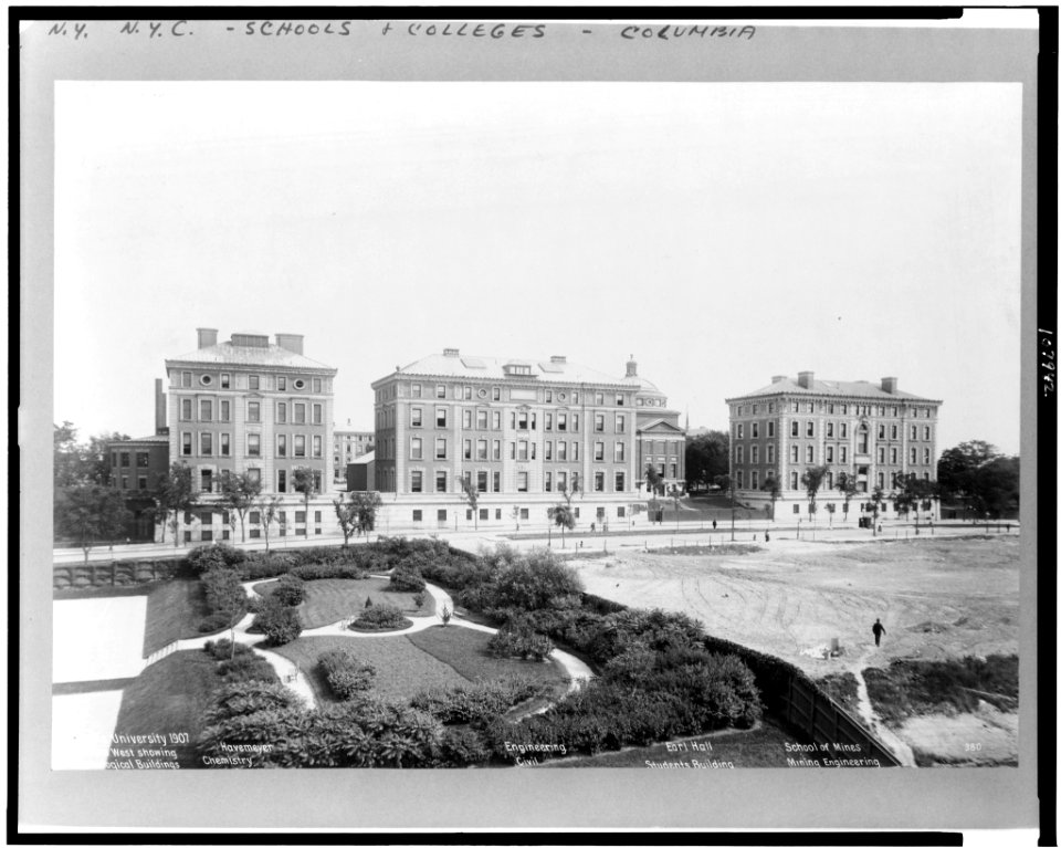 Columbia University 1907. View from west showing technological buildings LCCN93506999