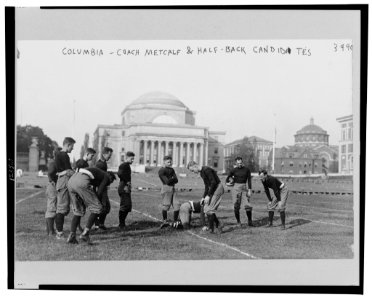 Columbia University football, Metcalf training half-back candidates LCCN2001696893