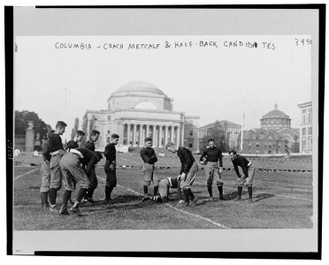 Columbia University football, Metcalf training half-back candidates LCCN2001696893
