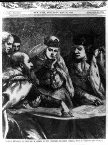Columbus explaining his discovery to King Ferdinand and Queen Isabella - drawn by John Gilbert. LCCN2006683687