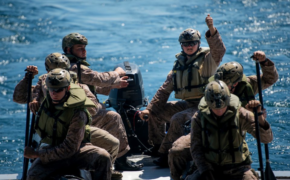 Combat Rubber Raiding Craft (CRRC) operations from USS Green Bay 150712-N-NI474-163
