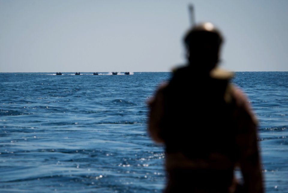 Combat Rubber Raiding Craft (CRRC) operations from USS Green Bay 150712-N-NI474-236