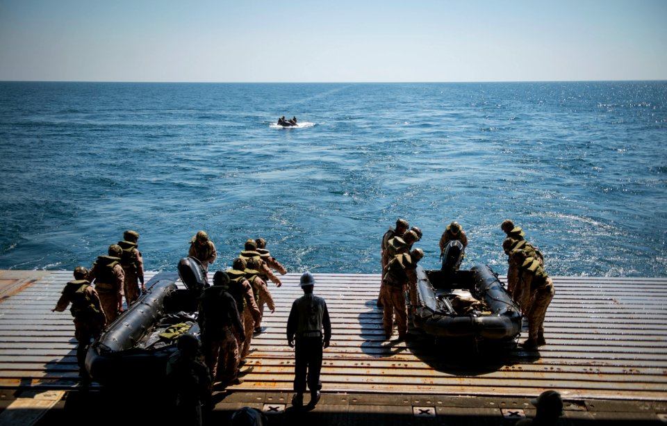 Combat Rubber Raiding Craft (CRRC) operations from USS Green Bay 150712-N-NI474-135