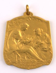 Comité régional de secours et alimentation de Tirlemont - Hommage du Président L. Beauduin, medal by Jacques Marin (1877-1950), Belgium, 1919, Coins and Medals Department of the Royal Library of Belgium, 2Lef86 - 58 (recto)