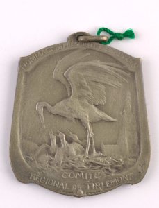 Comité régional de secours et alimentation de Tirlemont - Hommage du Président L. Beauduin, medal by Jacques Marin (1877-1950), Belgium, 1919, Coins and Medals Department of the Royal Library of Belgium, 2Lef86 - 57 (verso)