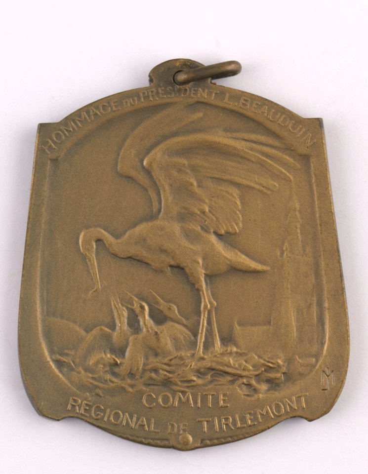 Comité régional de secours et alimentation de Tirlemont - Hommage du Président L. Beauduin, medal by Jacques Marin (1877-1950), Belgium, 1919, Coins and Medals Department of the Royal Library of Belgium, 2Lef86 - 59 (verso)