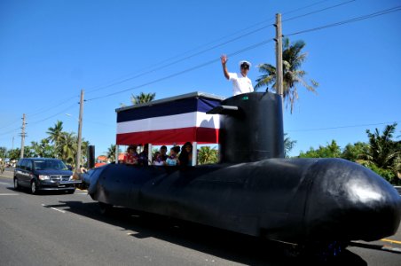 Command Master Chief waves from the submarine float during Guam's 72nd Liberation Day Parade. (28168174490)