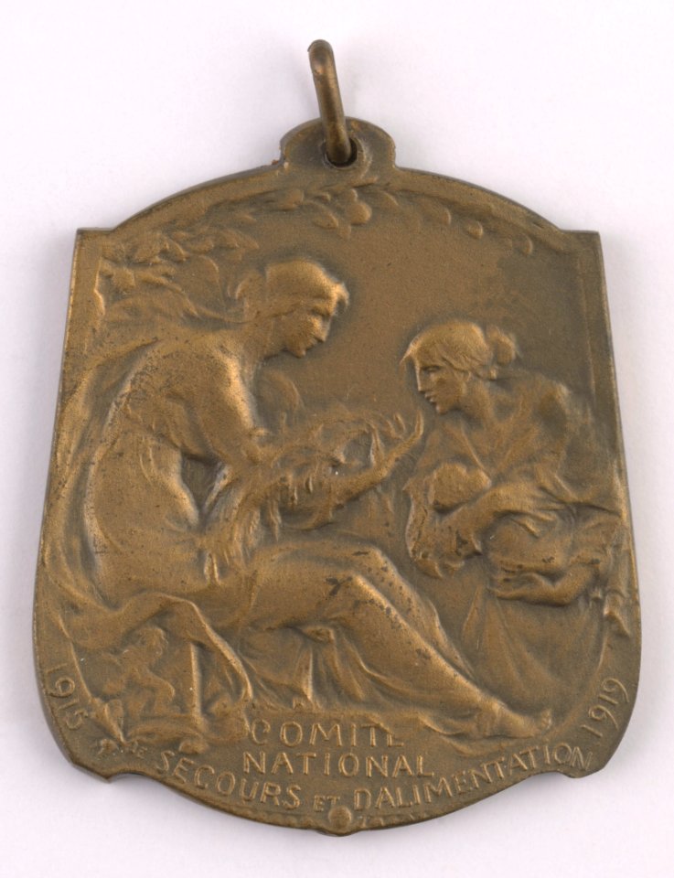 Comité régional de secours et alimentation de Tirlemont - Hommage du Président L. Beauduin, medal by Jacques Marin (1877-1950), Belgium, 1919, Coins and Medals Department of the Royal Library of Belgium, 2Lef86 - 59 (recto)