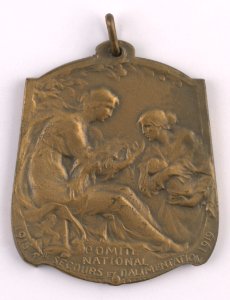 Comité régional de secours et alimentation de Tirlemont - Hommage du Président L. Beauduin, medal by Jacques Marin (1877-1950), Belgium, 1919, Coins and Medals Department of the Royal Library of Belgium, 2Lef86 - 59 (recto)