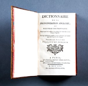 Boken Dictionnaire de la prononciation anglois från1756 - Skoklosters slott - 86204