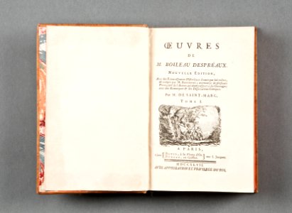 Boken Oeuvres de M. Boileau-Despréaux tryckt 1747 - Skoklosters slott - 86001