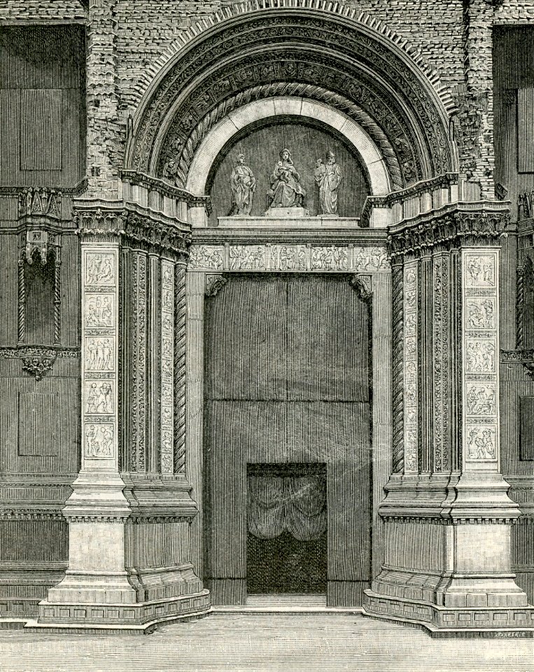 Bologna Basilica di San Petronio Porta maggiore xilografia