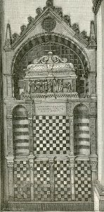 Bologna chiesa di S Domenico Sarcofago di Taddeo Pepoli xilografia