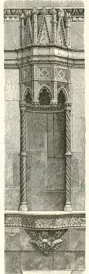 Bologna Basilica di San Petronio una delle edicole della facciata xilografia