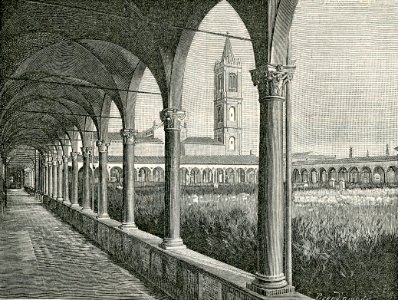 Bologna cimitero della Certosa chiostro della cappella xilografia