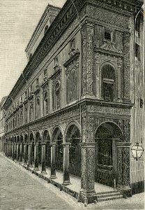 Bologna Palazzo Malvezzi Campeggi xilografia