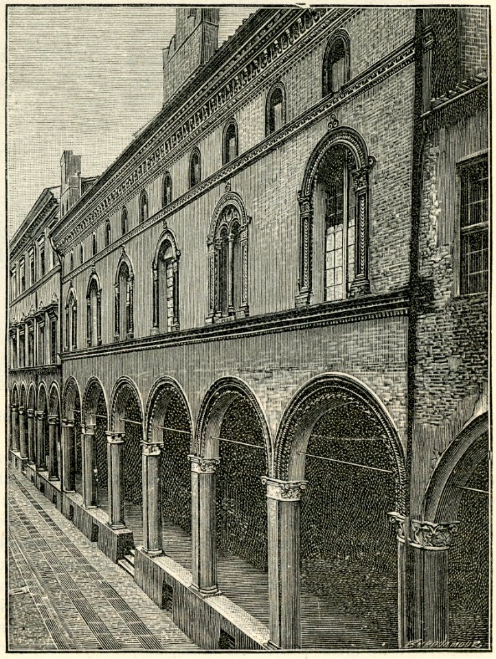 Bologna Palazzo Fava xilografia