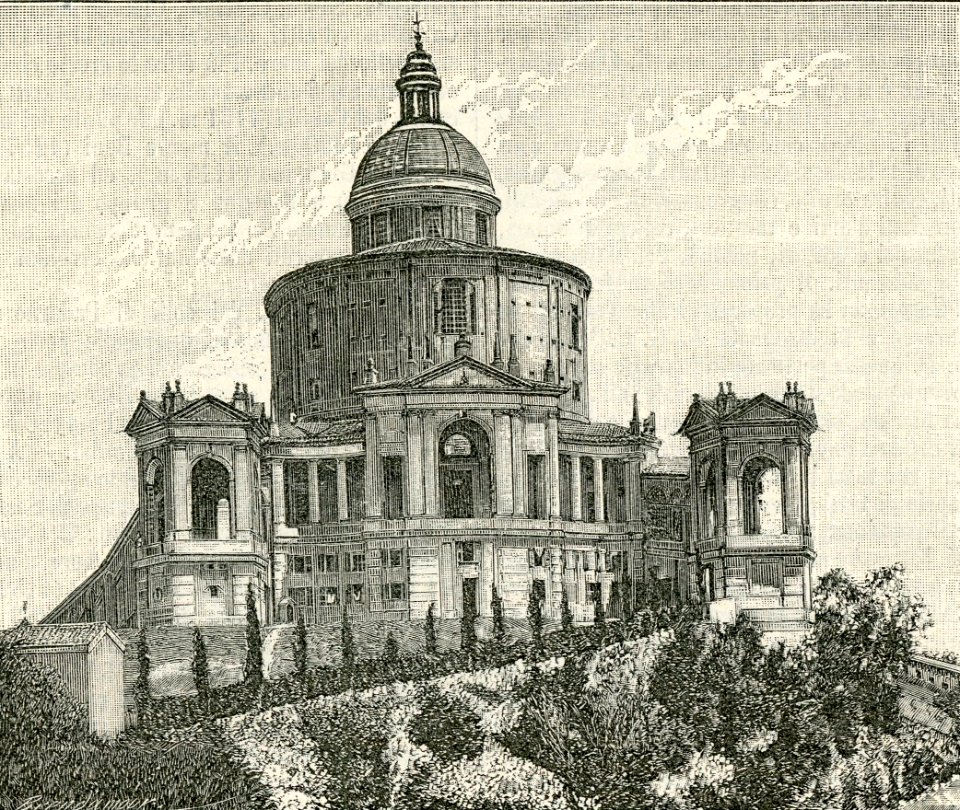 Bologna Santuario della Madonna di San Luca xilografia