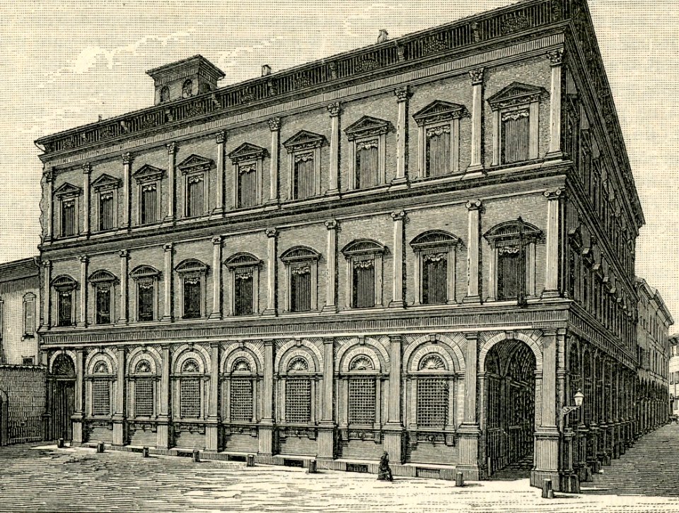 Bologna palazzo Malvezi Medici xilografia