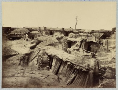 Bomb-proof quarters in Fort Sedgwick in front of Petersburg, Va. LCCN2012646266