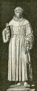 Bologna basilica di San Petronio Statua di Sant’Antonio da Padova xilografia