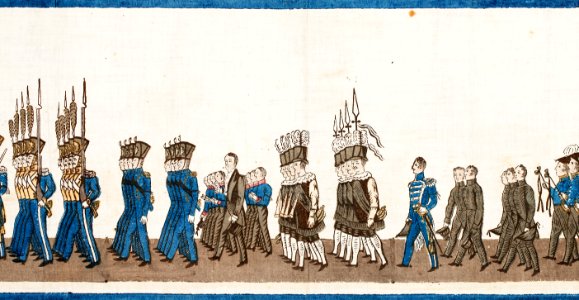 Bonad med Karl XIV Johans begravningståg, 1844 - Livrustkammaren - 108769