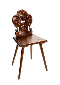 Bonad och snidad stol med maskaron, 1600-tal - Hallwylska museet - 108415 photo