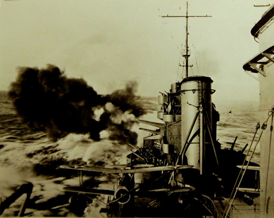 Bombardment of Japaneese base by U.S. cruiser (23192042571)