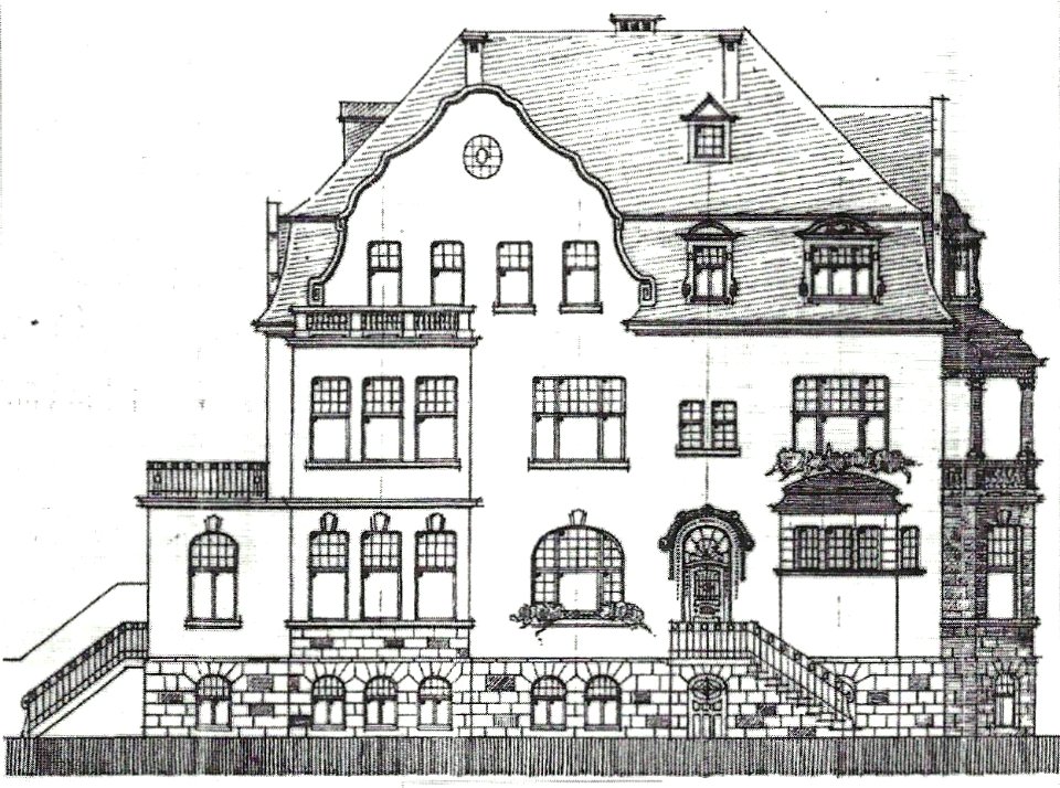Bonn Halbvilla Keller Kramer Bauzeichnung Aufriss Seitenansicht