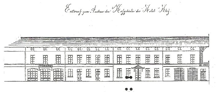 Bonn Hotel Kley Hofgebäude Entwurf Anbau Aufriss 1856