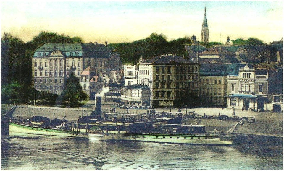 Bonn Rheinufer Rheinbrücke 1907