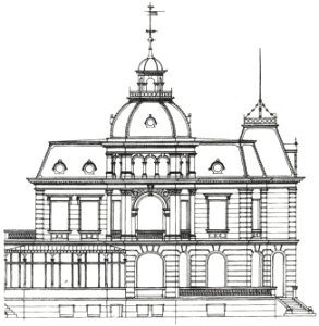 Bonn Villa Finkler erster Entwurf 1900 Aufriss Rheinfront
