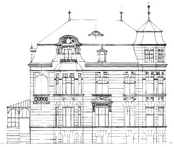 Bonn Villa Eschbaum Aufriss Rheinfront 1901