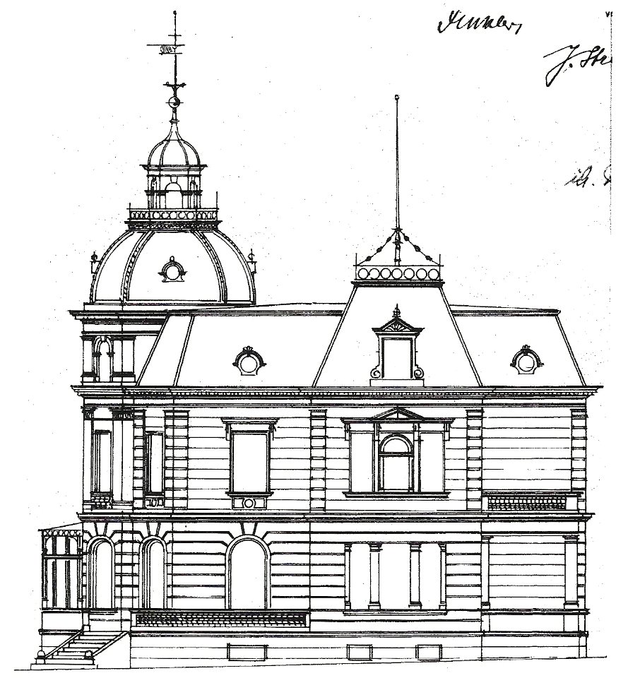 Bonn Villa Finkler erster Entwurf 1900 Aufriss Straßenfront