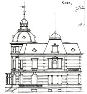 Bonn Villa Finkler erster Entwurf 1900 Aufriss Straßenfront
