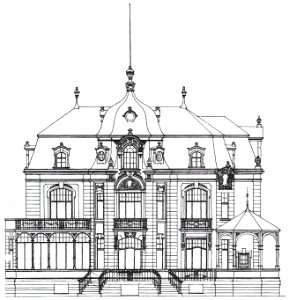 Bonn Villa Finkler zweiter Entwurf 1901 Aufriss Rheinfront