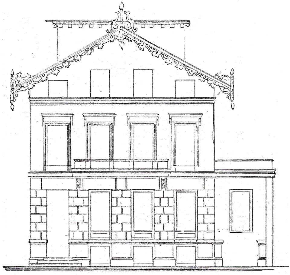 Bonn Villa Jung Aufriss Straßenfront 1874 (Zustand 1846)