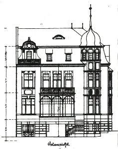 Bonn Villa Rumpf Aufriss Rheinfront