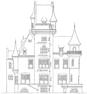 Bonn Villa Kocks Aufriss Rheinfront 1899