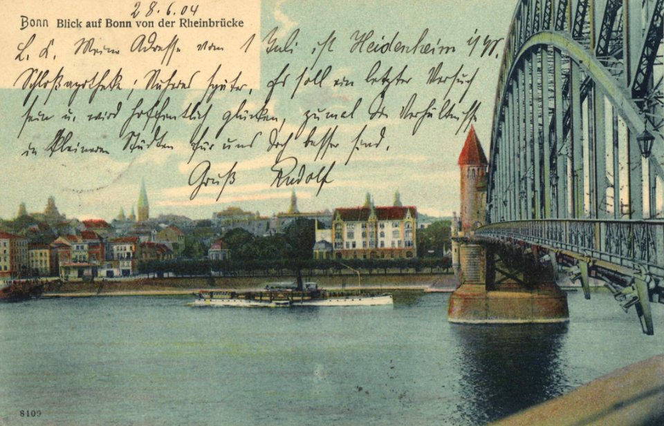 Bonn, Nordrhein-Westfalen - Stadtansicht von der Rheinbrücke (Zeno Ansichtskarten)