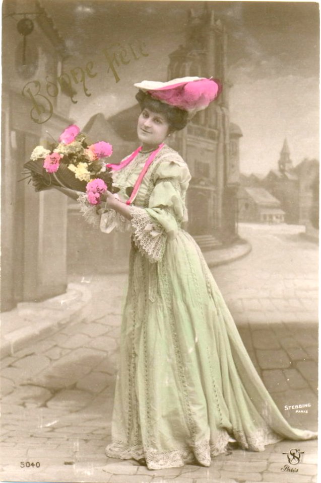 Bonne fête, femme avec fleurs