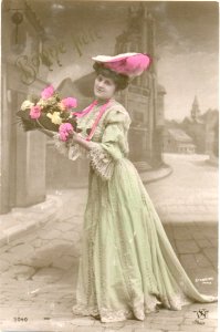 Bonne fête, femme avec fleurs