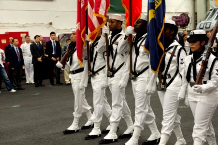 Bonhomme Richard color guard parades aboard ship during Hong Kong visit 121029-N-XY604-237