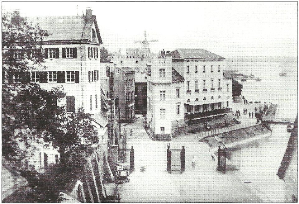 Bonn Rheinufer Oberbergamt Hotel Rheineck Windmühle 1870