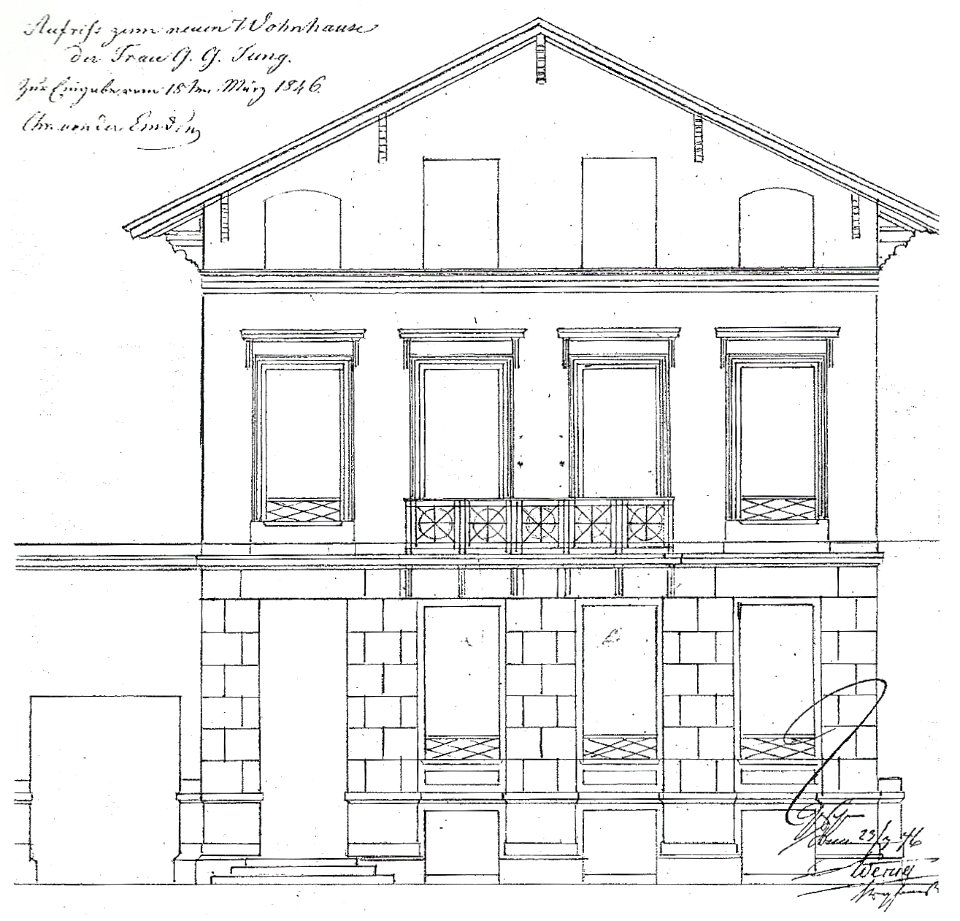 Bonn Villa Jung Aufriss Straßenfront 1846