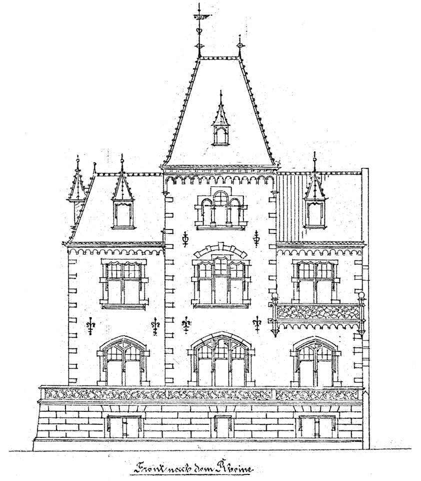 Bonn Villa Schumm Aufriss Rheinfront 1897