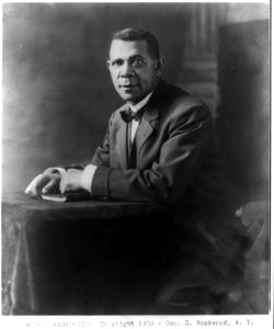 Booker Taliaferro Washington, half-length, seated, facing left LCCN2006689752 photo